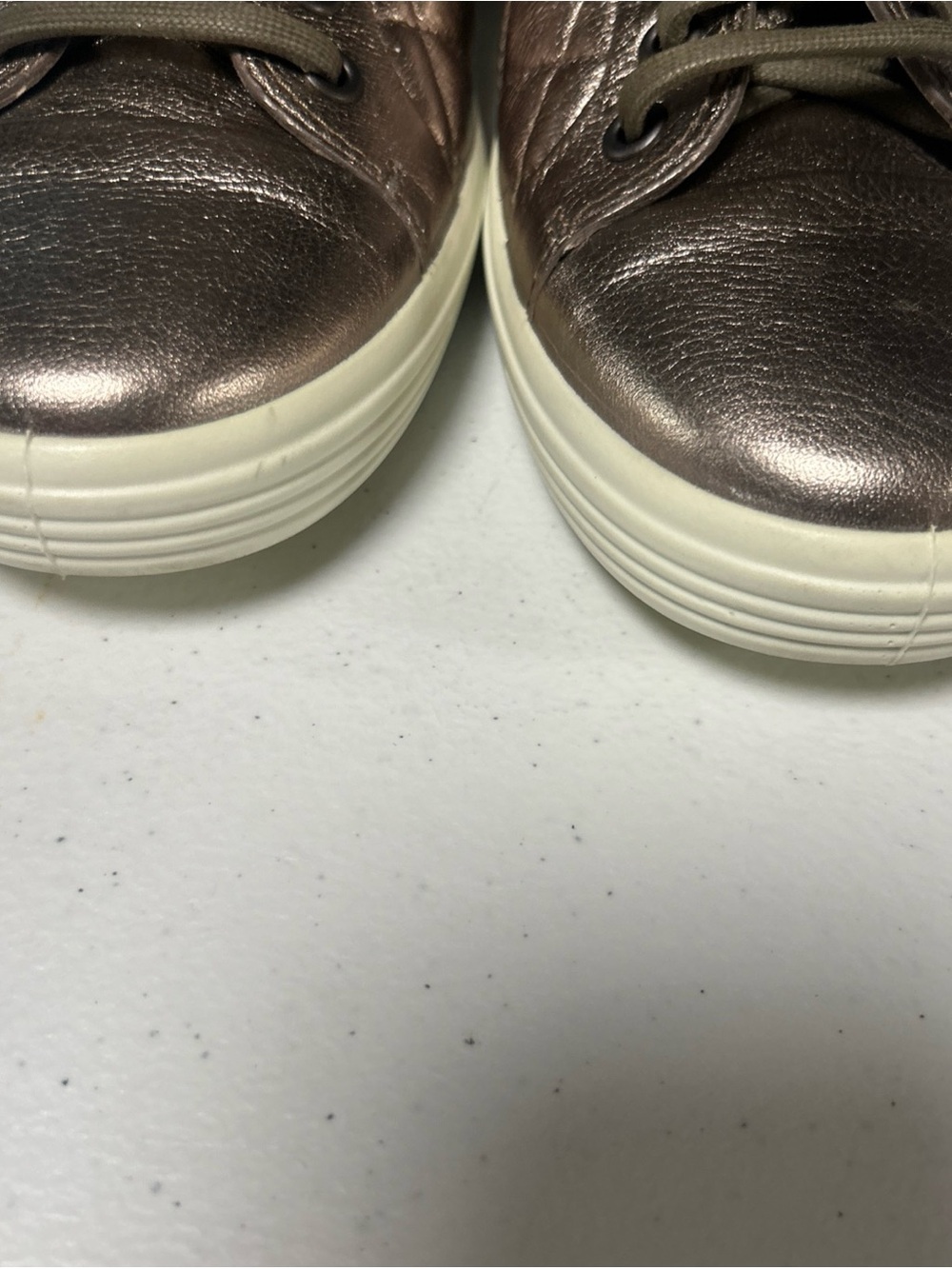 Ecco Women's Metallic Bronze Quilted Leather Sneaker - Picture 3 of 13